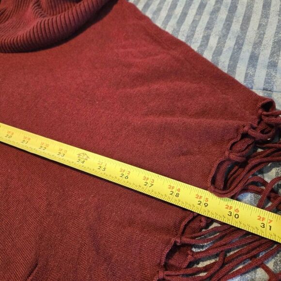 MICHAEL Michael Kors Fringe Cowl Neck oversized Poncho Large burgundy casual - Picture 8 of 10